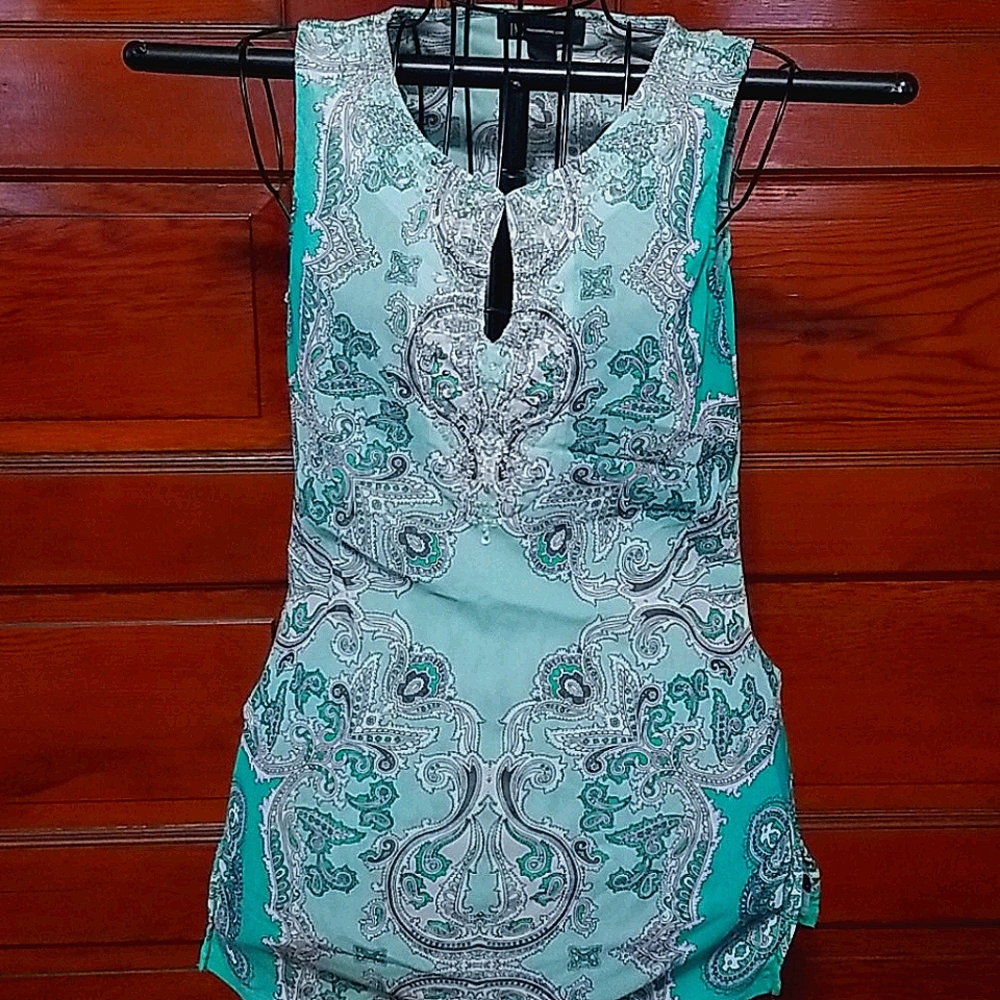 Embellished Green Sheer Top